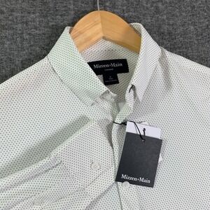 Mizzen Main Leeward Performance Shirt Men Small Trim Polka Dot Stretch NEW